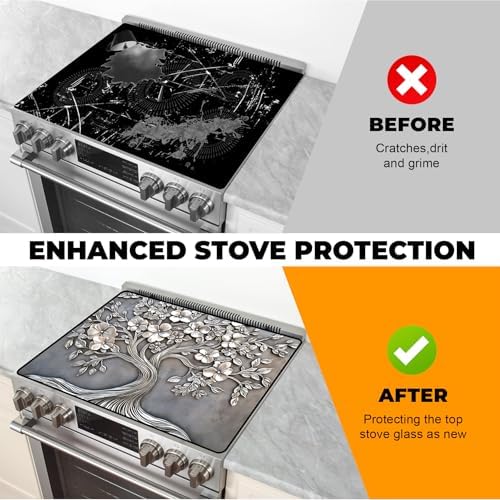 Top view of BSFHH stove cover with decorative tree pattern
