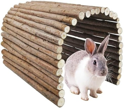 Wooden Bridge for Rabbits, Extra Large Wooden Hamster Bridge Ladder Bunny Climbing Chew Toy Small Animal Flexible Hideout Ramp Divider Tunnel for Guinea Pig Chinchilla Rabbit Ferret Hedgehog - Image 2