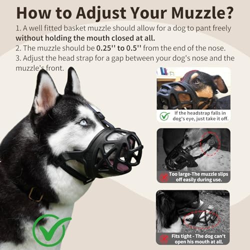 Mayerzon black pet mouth cover for dog grooming and vet visits