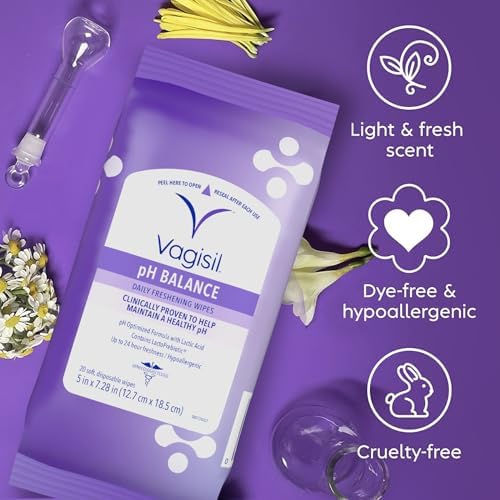 Hypoallergenic and gynecologist tested Vagisil wipes for sensitive skin care
