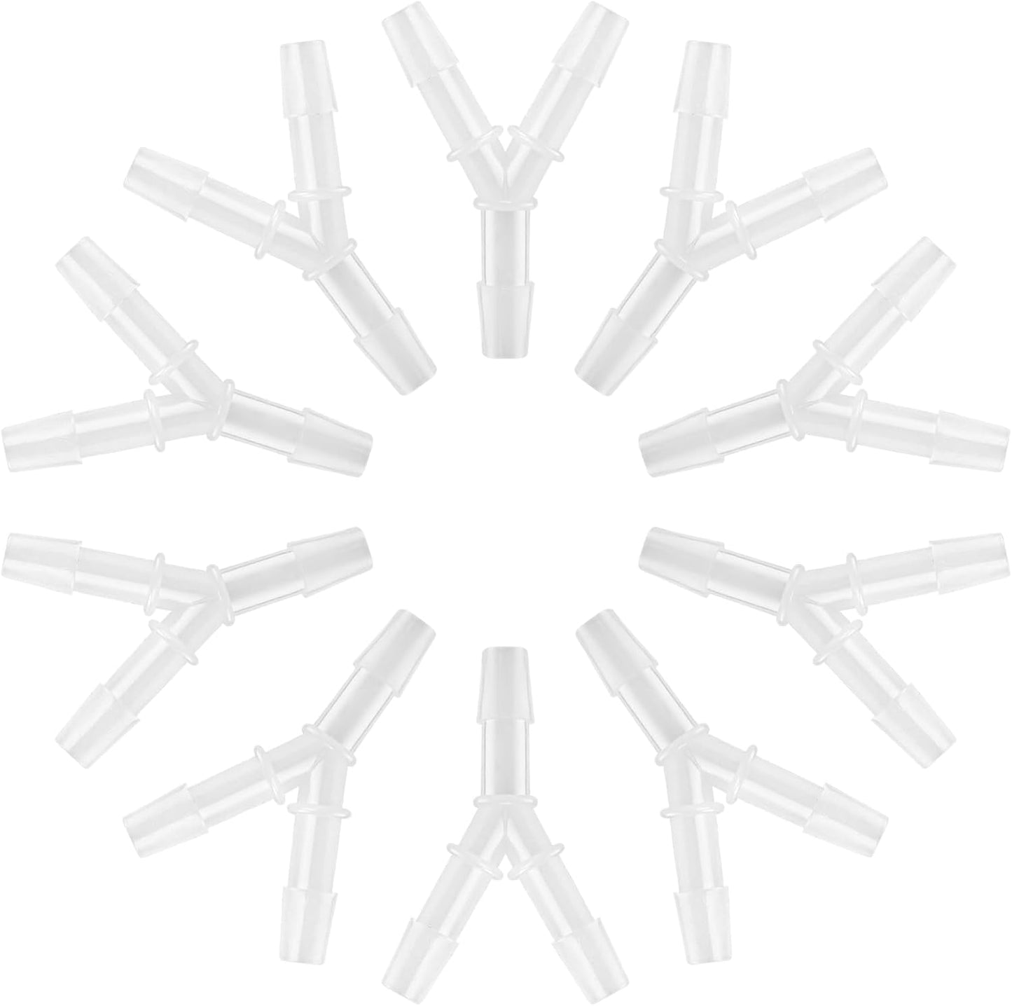 YONCOZY Oxygen Tubing Connectors Y Splitter 10 Pack front view showing Y shape.