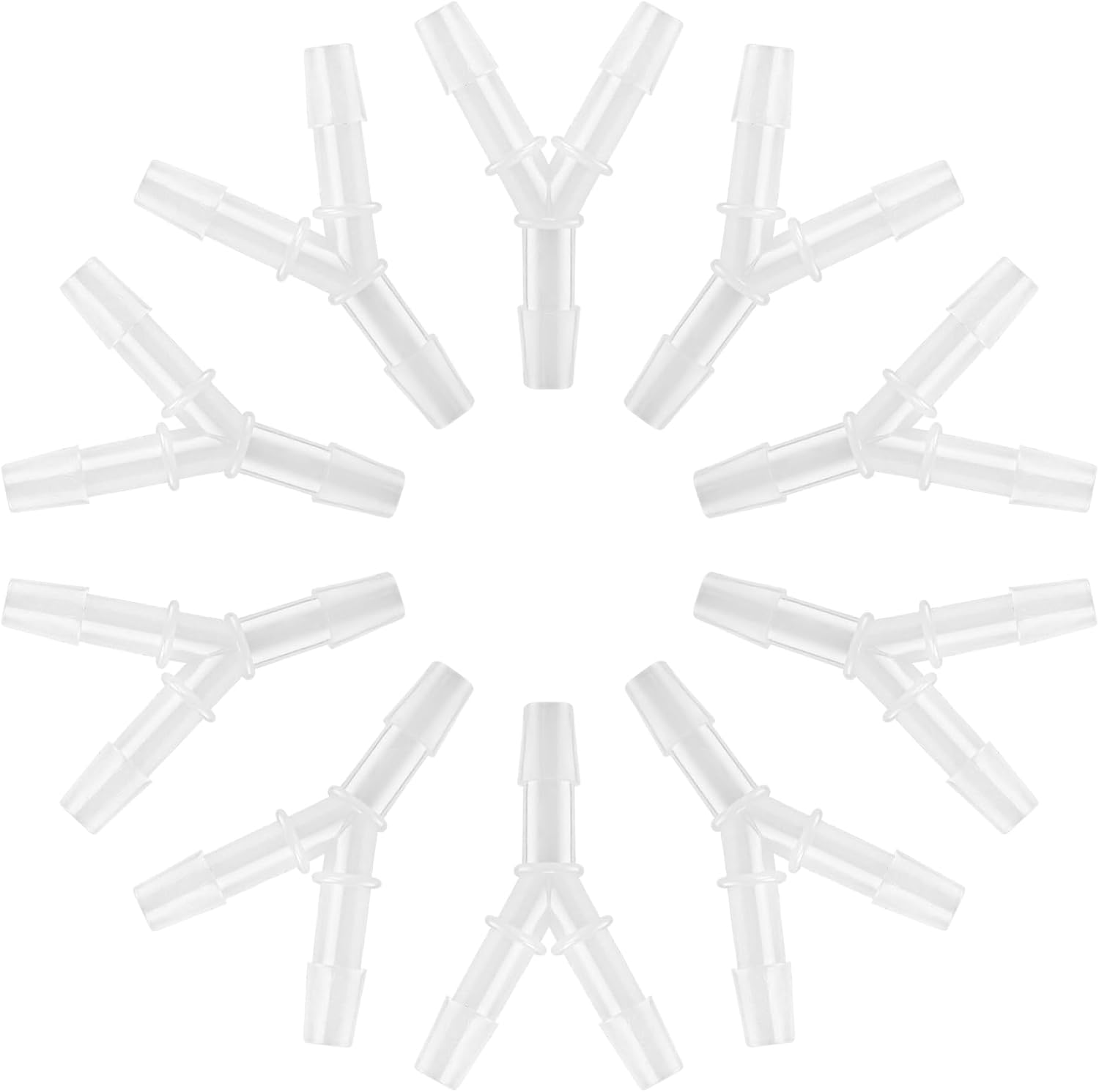 YONCOZY Oxygen Tubing Connectors Y Splitter 10 Pack front view showing Y shape.