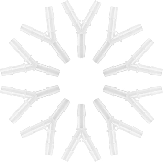 YONCOZY Oxygen Tubing Connectors Y Splitter 10 Pack front view showing Y shape.
