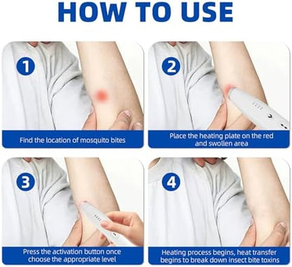 Compact portable thermal therapy stick for insect stings on a travel background