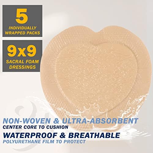 Anatomical sacral shape bandage pad displaying the gentle silicone adhesive border.