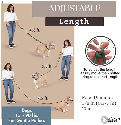 Two dogs walking comfortably with the Sticks N Bones Co leash