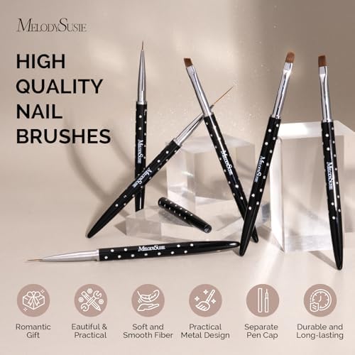 Close up of MelodySusie nail art liner brushes for fine details