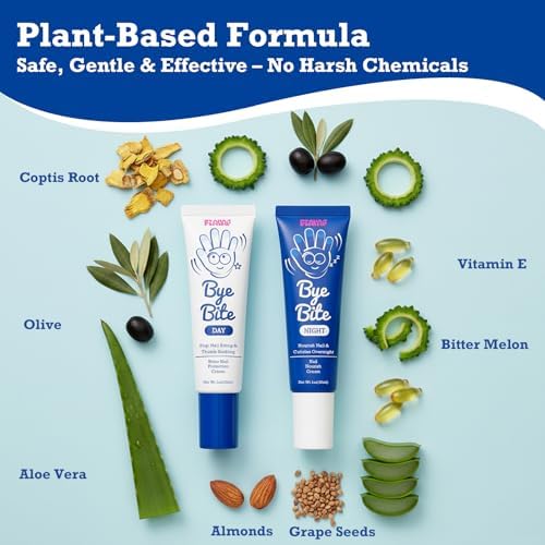Non-toxic bitter water nail cream texture on fingertips for kids and adults