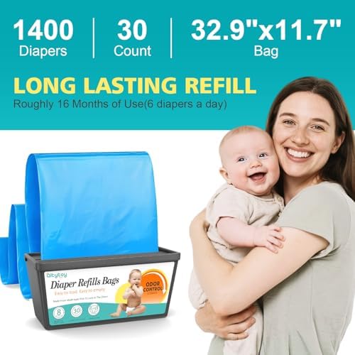 Qltytoy diaper pail refill bags four pack box bundle