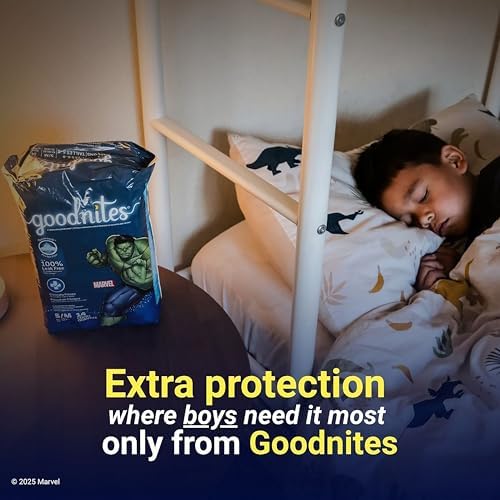 Goodnites nighttime underwear for boys showing forty four count quantity label