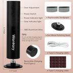 Electric callus remover kit showing multiple grit sandpaper accessories and nail drills.