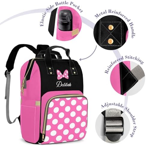 Qubist pink diaper bag backpack back view with adjustable shoulder straps