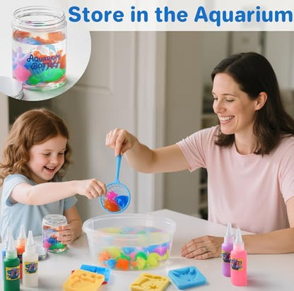Completed 3D magic gel pets in the display aquarium bottle
