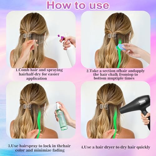 Washable hair chalk set for kids and adults