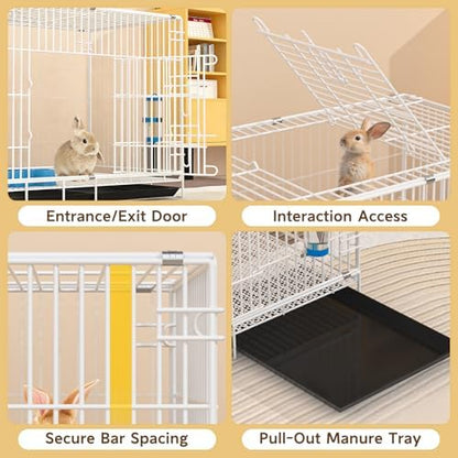 Small Animal Cage Indoor, Hamster Cage with Water Bottle & Food Bowl & Washable Small Nest, Guinea Pig Cage for Ferret, Chinchilla, Bunny, Kitten, Hedgehog, Squirrel, Rat, Rabbit - Image 6