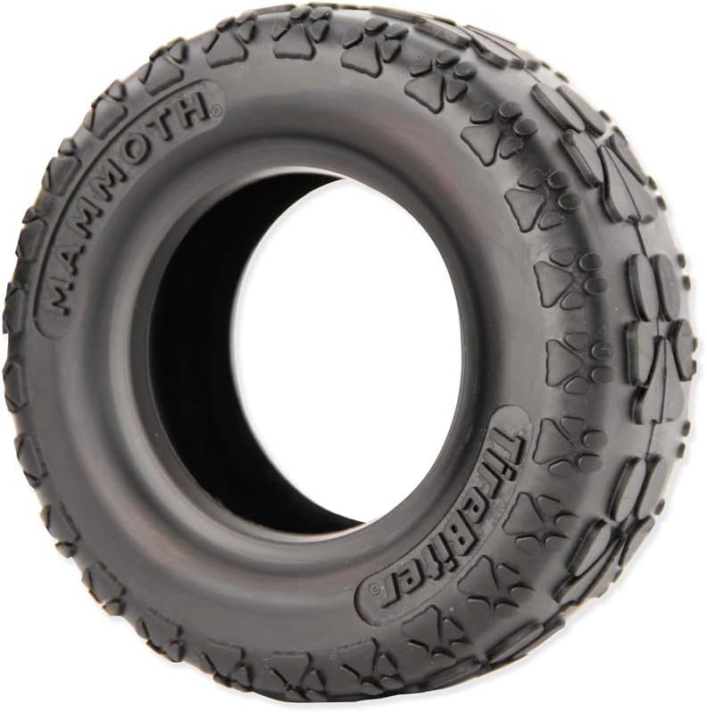 Textured rubber tire pet toy with premium cotton poly knotted rope
