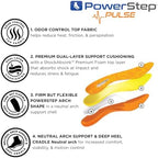 Side profile of PowerStep Pulse insoles highlighting the neutral arch support shell.