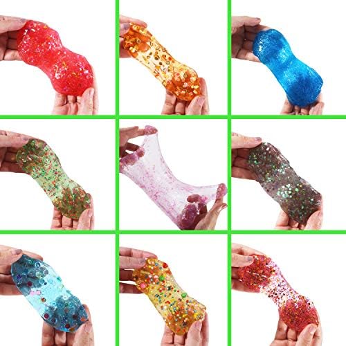 Byonebye premium non-toxic slime kit full set layout ideal for birthday party favors and sensory play