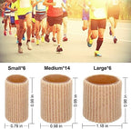 Three different sizes of medical grade silicone toe sleeves for corns and calluses