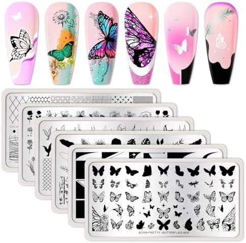 Born Pretty 6 piece nail stamping plates set top view