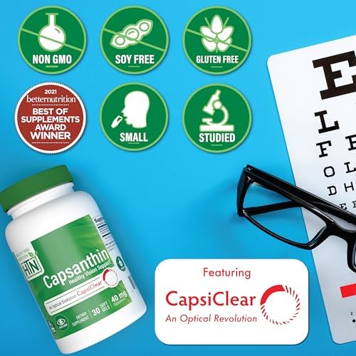 Health Thru Nutrition eye vitamins label showing 40mg capsanthin dosage