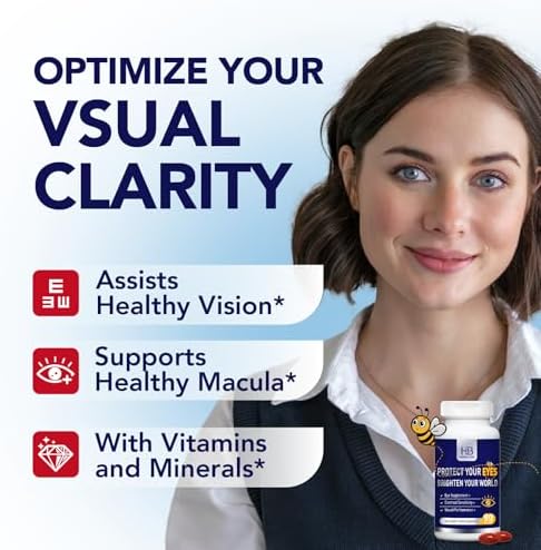 Herbal Bee Eye Supplement packaging side profile highlighting softgels count