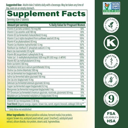 MegaFood USA imported prenatal health supplement bottle