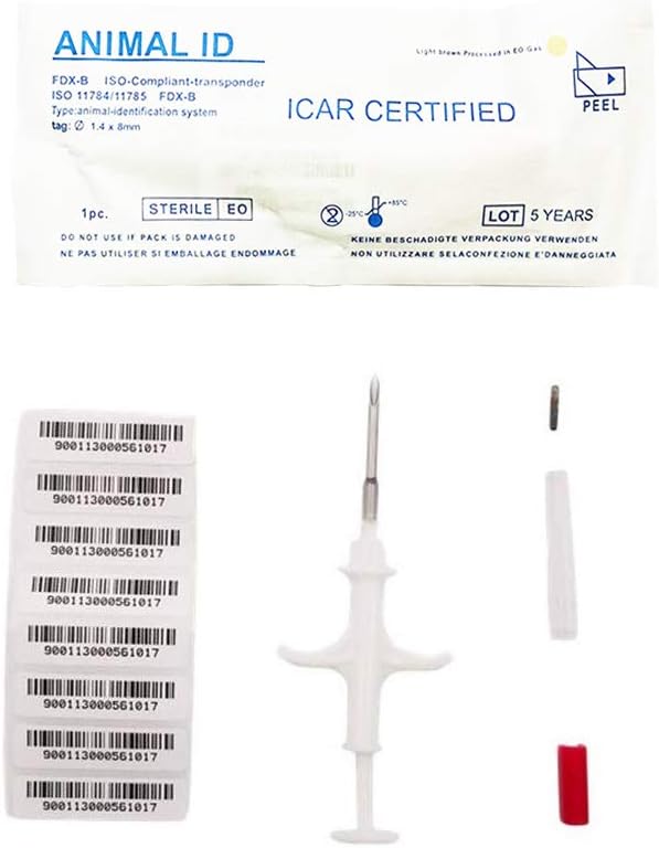 Smoostart animal identification tags close up of the anti drop needle assembly