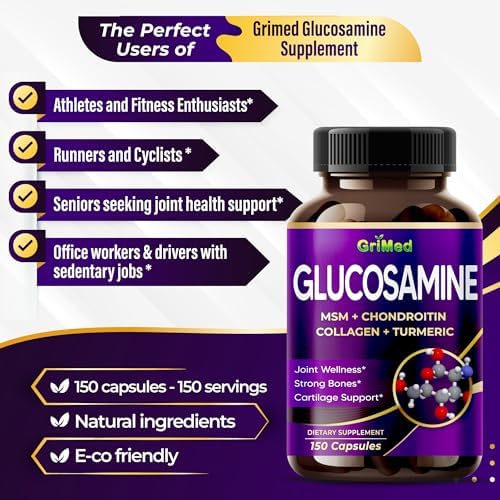 GriMed Glucosamine 12,000mg - X12 Power with MSM, Chondroitin, Collagen, Turmeric for Joint Wellness, Strong Bones, Cartilage Support - Image 5