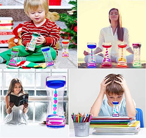 Four colorful liquid bubblers arranged for display