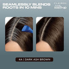 Back of Clairol Root Touch-Up packaging highlighting the ten minute fast processing gray coverage feature.