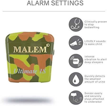 Camouflage Malem enuresis alarm showing the selectable tone switch.