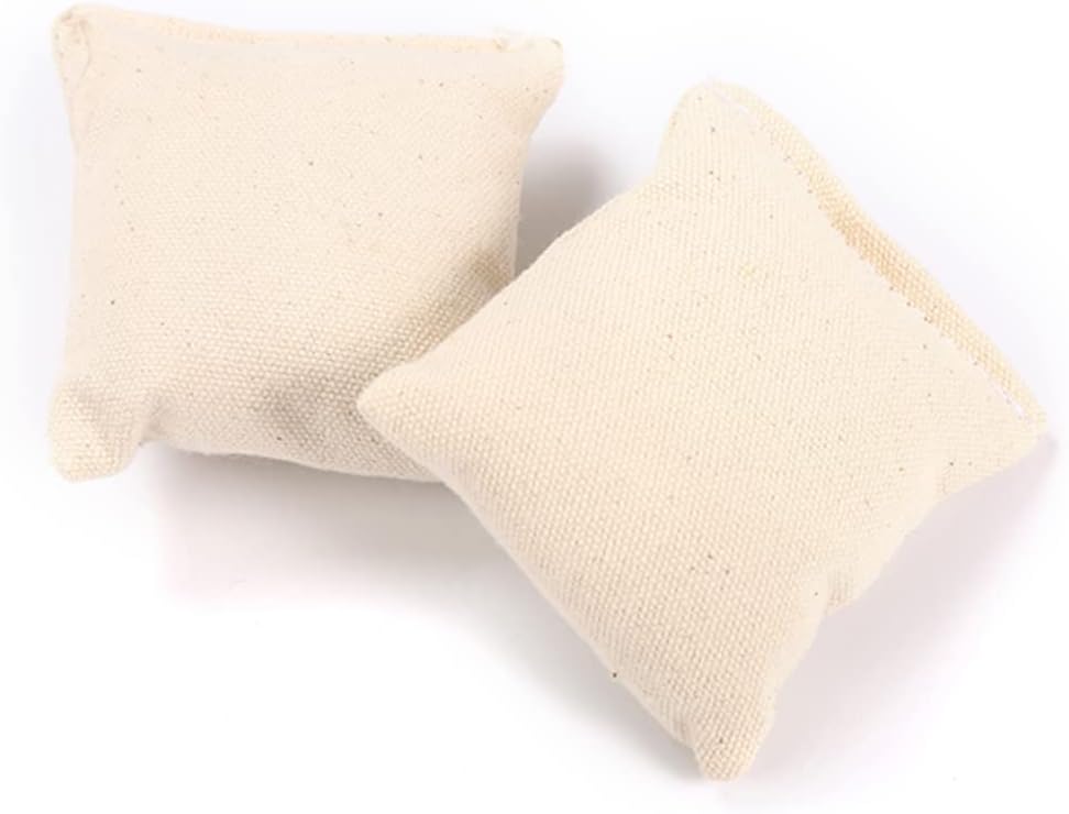 Playful heart themed catnip stuffed cotton pouches showing high quality stitching for scratching resistance