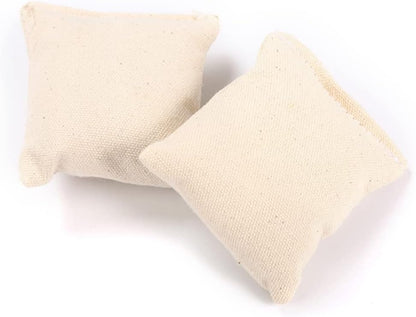 Playful heart themed catnip stuffed cotton pouches showing high quality stitching for scratching resistance