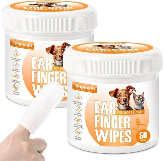 Kopmath Ear Cleaner Finger Wipes for dogs and cats front view