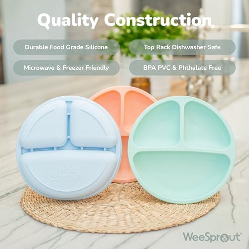 Side view of WeeSprout silicone plate showing raised edges