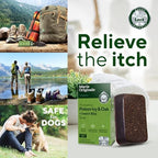 Side angle view of Marie Originals bioactive itch and rash bar soap for outdoor skincare