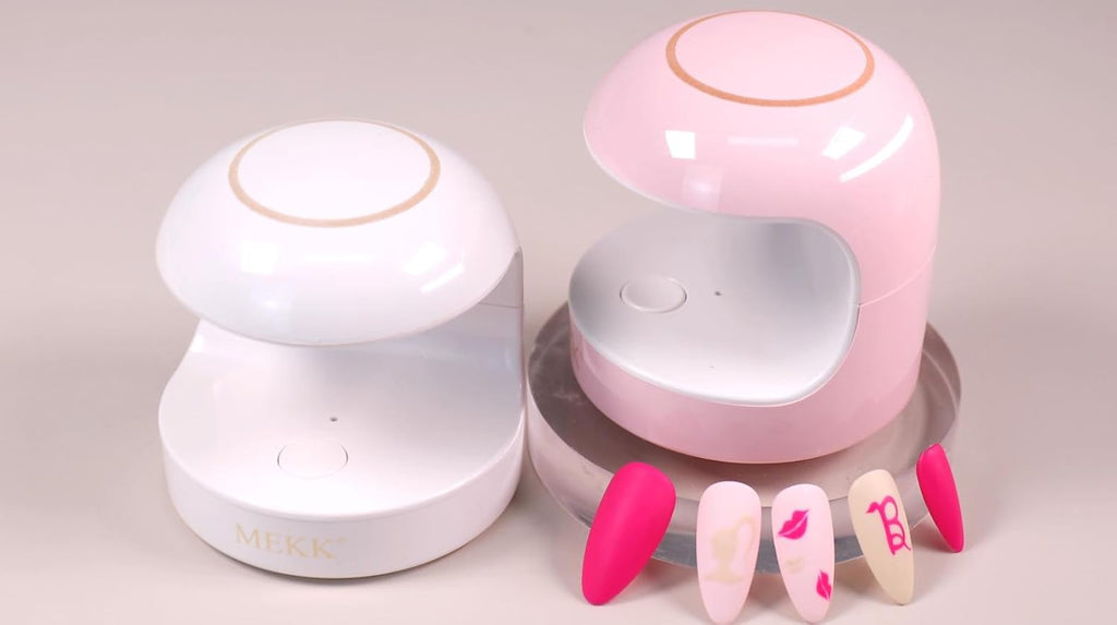 MEKK pink travel nail lamp packaged for home use