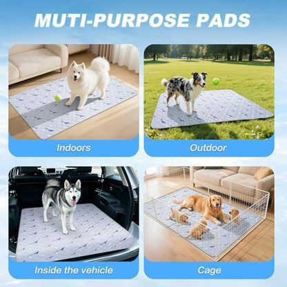 Velvopet small dog cooling bed in light blue showing dimensions of 21 by 27 inches