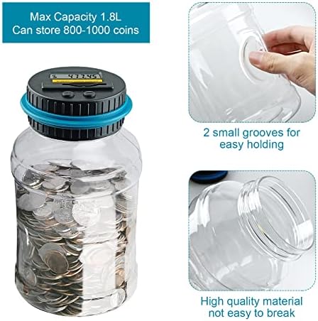 QPEY big size piggy bank displaying the complete package contents including the screwdriver accessory.