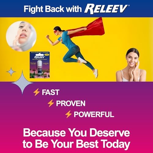 Applying RELEEV clear drying formula onto lip sores for fast pain relief