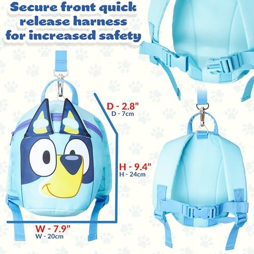 Interior of Bluey kids backpack with zipper access