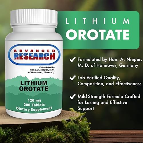 NCI Advanced Research Lithium Orotate 120mg supplement label highlighting brain health benefits