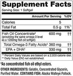 Wild caught Alaskan fish oil softgels capsule close up