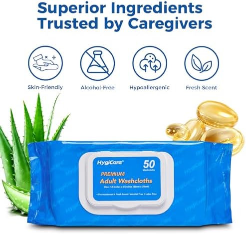 HygiCare extra large rinse-free wet wipes flip-top lid opening