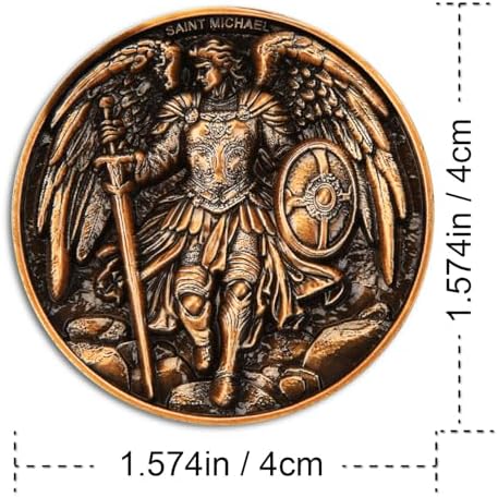 Leabet Christian challenge coin reverse side featuring the engraved Saint Michael prayer
