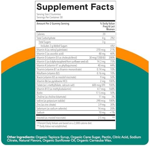SmartyPants Prenatal Multivitamin label ingredients list