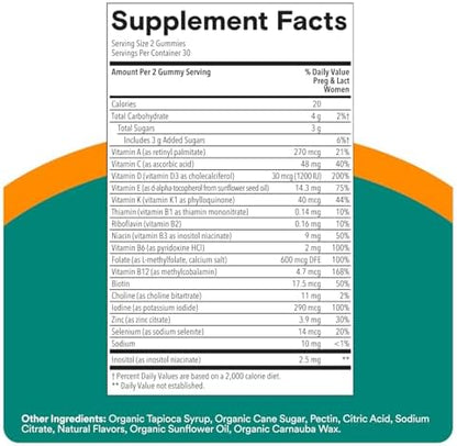 SmartyPants Prenatal Multivitamin label ingredients list