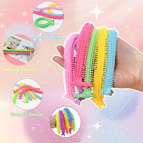 Person wearing colorful stretchy fidget toy as a wristband