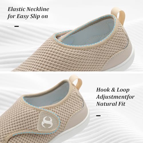 Side profile of Scurtain zero drop barefoot walking sneakers for women.